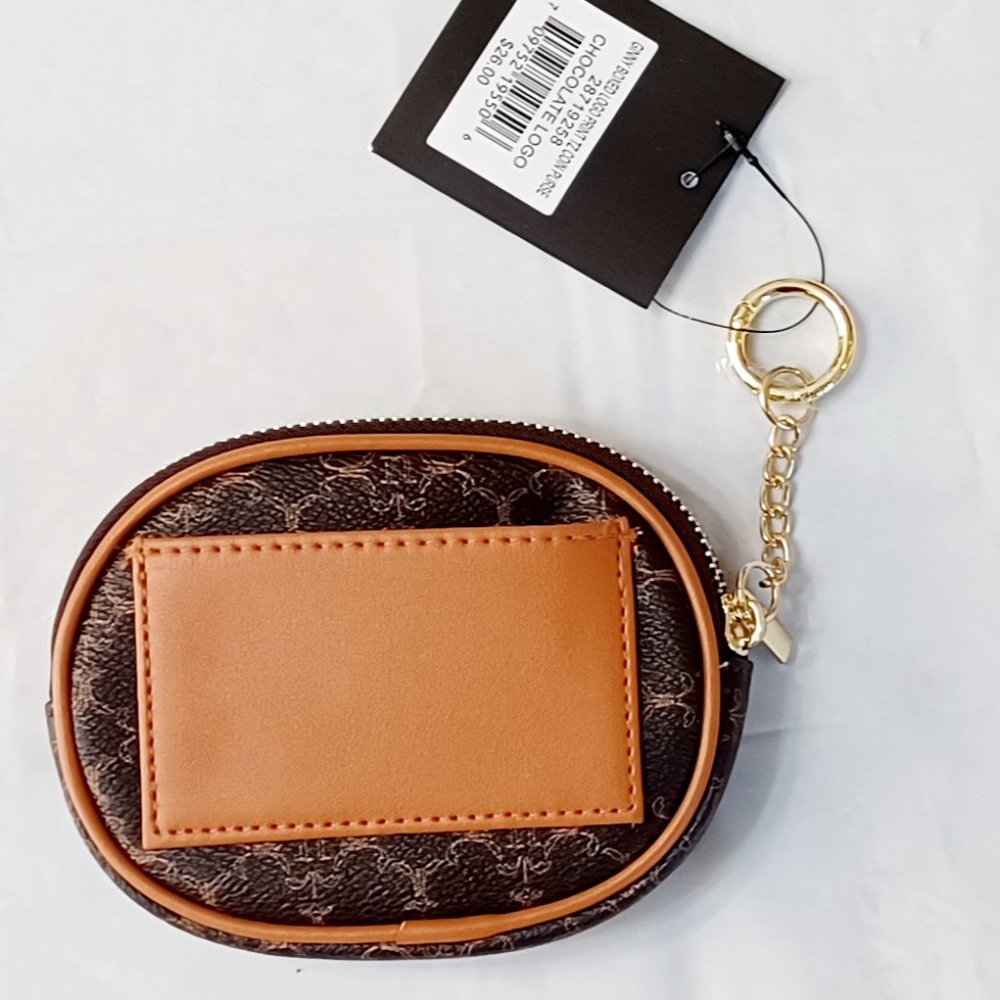 NWT Nanette Lepore Chocolate Brown Ginny Keychain Coin Purse Vegan Leather - Picture 2 of 2